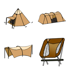 [LINE絵文字] Simple khaki style-Camping equipmentの画像