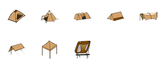 [LINE絵文字]Simple khaki style-Camping equipmentの画像一覧