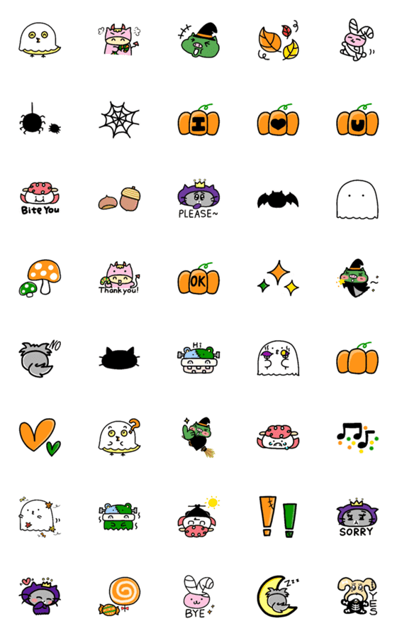 [LINE絵文字]Baby Friends 秋のハロウィンパーティーの画像一覧