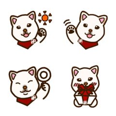 [LINE絵文字] 白柴犬ちびキャラ絵文字の画像