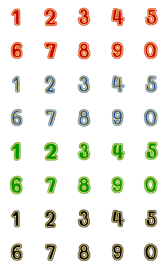 [LINE絵文字]Number classic gold and color emojiの画像一覧