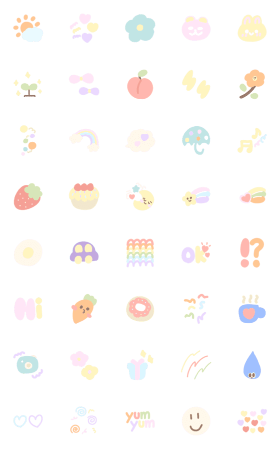 [LINE絵文字]sweet things emoji (pastel)の画像一覧