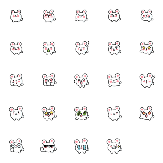 [LINE絵文字]kawaii white rabbitの画像一覧