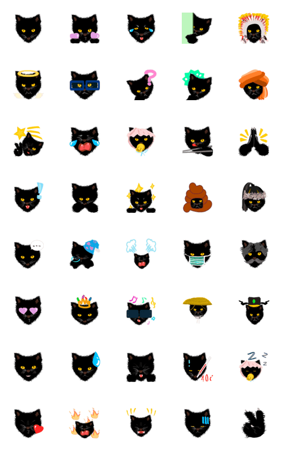 [LINE絵文字]Happy Hallow black cat worldの画像一覧