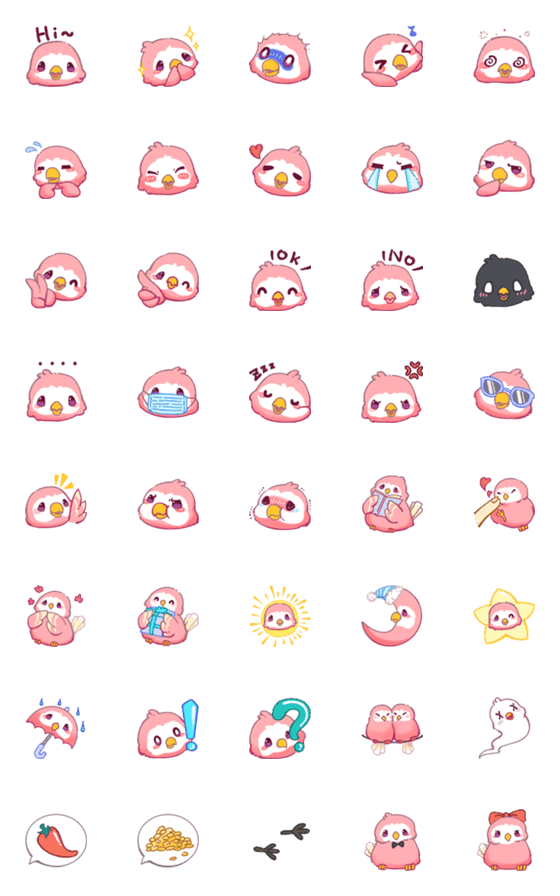 [LINE絵文字]Peach Parrot Daily Emojiの画像一覧