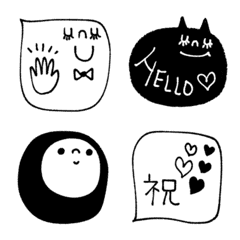 [LINE絵文字] mottoの白と黒の絵文字♡シンプルセットの画像