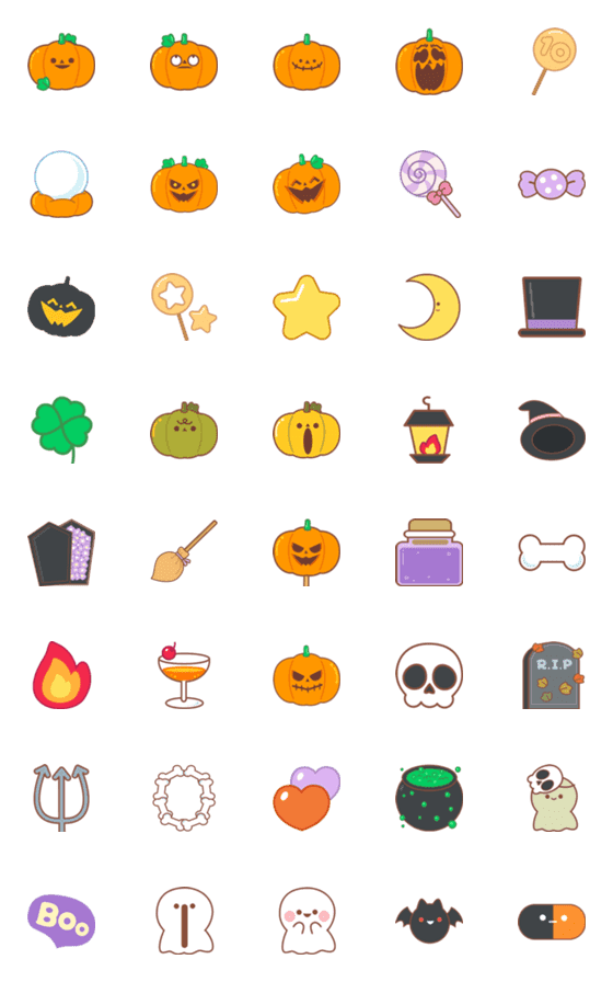 [LINE絵文字]Funny Halloween emojiの画像一覧