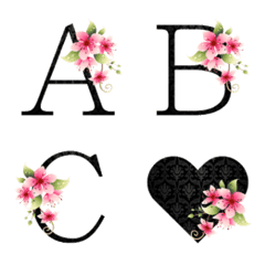 [LINE絵文字] flower and black emojiの画像