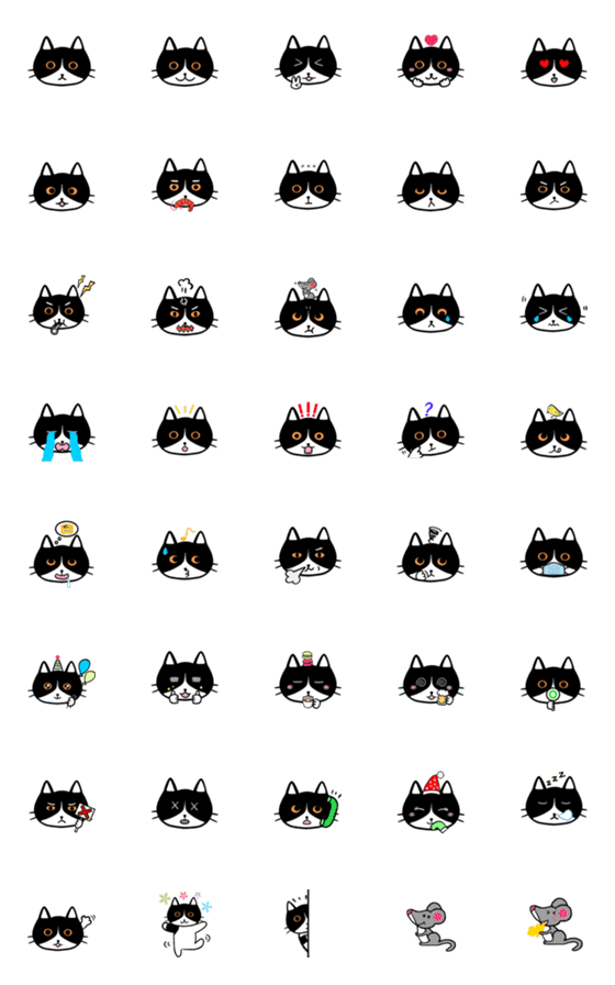 [LINE絵文字]Cute tuxedo cat Emojiの画像一覧