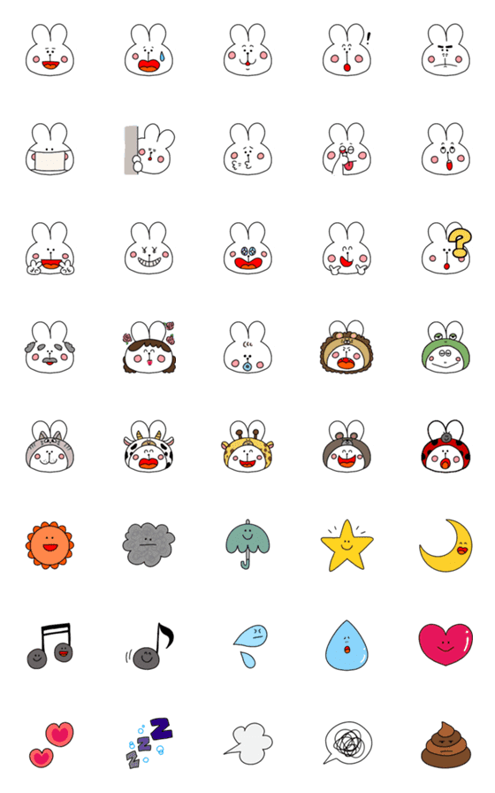 [LINE絵文字]しろのうさぎさん絵文字2の画像一覧