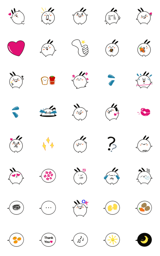 [LINE絵文字]Round Rabbitの画像一覧