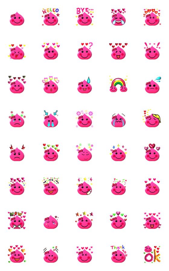 [LINE絵文字]Pink Water Emoji (023)の画像一覧