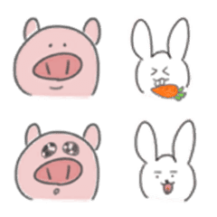 [LINE絵文字] Pig ＆ Rabbit emojiの画像