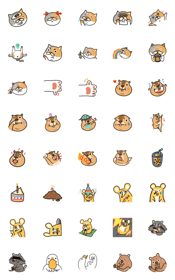 [LINE絵文字]BOMYAYA Animal Emojiの画像一覧