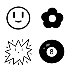 [LINE絵文字] all black ＆ white emojiの画像