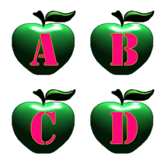 [LINE絵文字] (ABC) Green Apple emoji 005の画像