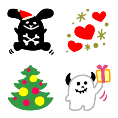 [LINE絵文字] ロックなウサギとドクロ♥️クリスマスと冬の画像