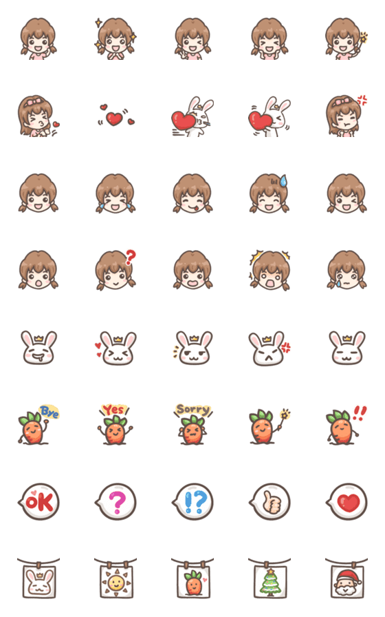 [LINE絵文字]Little Bunny cute emoji stickersの画像一覧