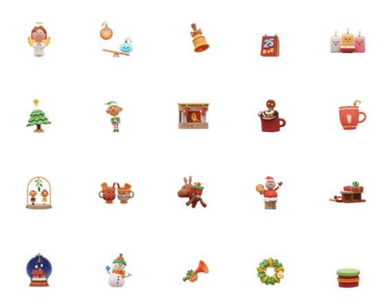 [LINE絵文字]Christmas Day 3D Animated Emojiの画像一覧