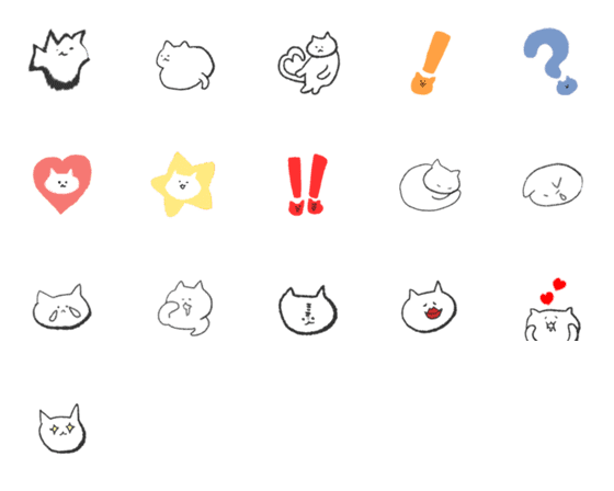 [LINE絵文字]しろいシンプルねこの画像一覧