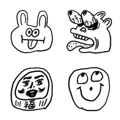 [LINE絵文字] 年末年始へんてこりん変顔絵文字の画像