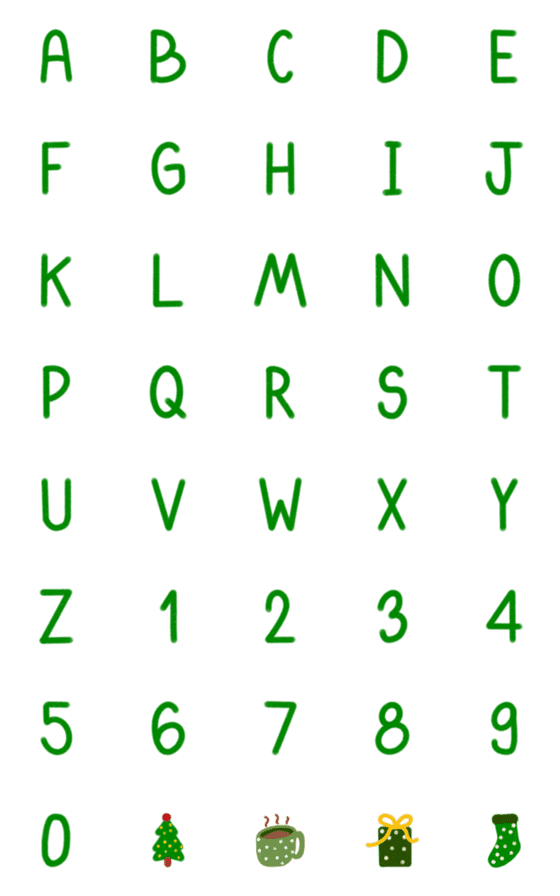 [LINE絵文字]A - Z Green English Alphabetsの画像一覧