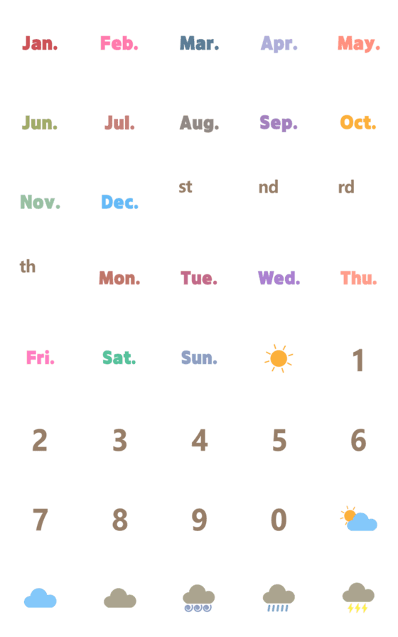 [LINE絵文字][Diary] Month/Day/Dateの画像一覧