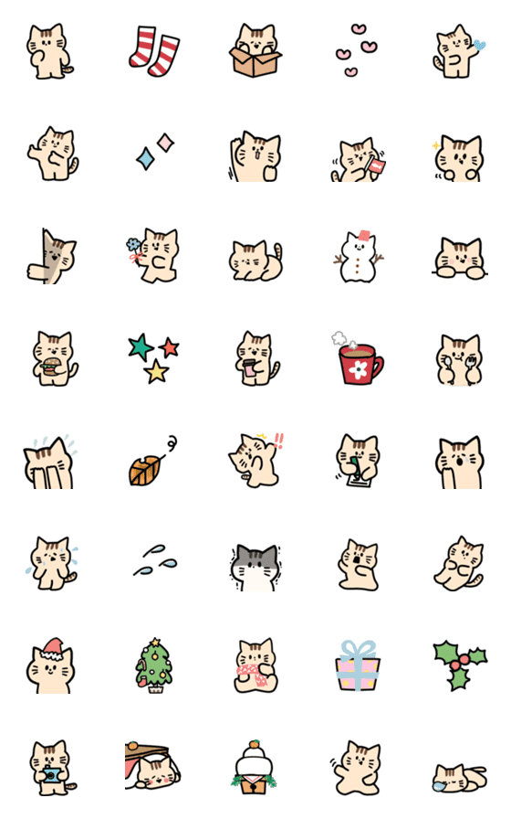 [LINE絵文字]とってもゆるい猫の冬の絵文字の画像一覧