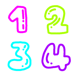 [LINE絵文字] Number neon black light emojiの画像