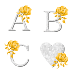 [LINE絵文字] silver white and gold flower emojiの画像