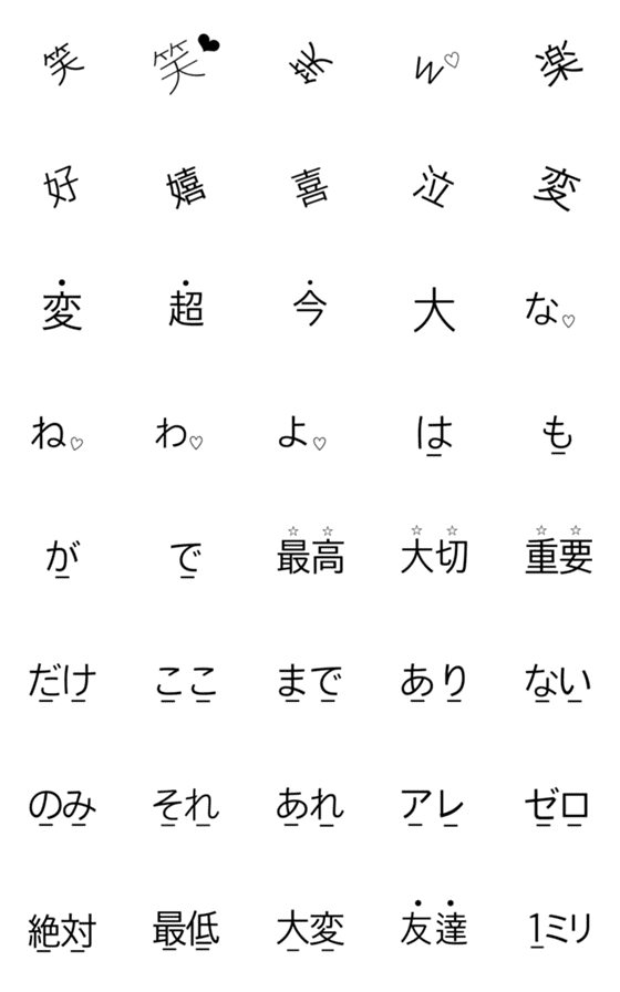 [LINE絵文字]斜め文字 下線 黒丸 さりげなく便利文字の画像一覧