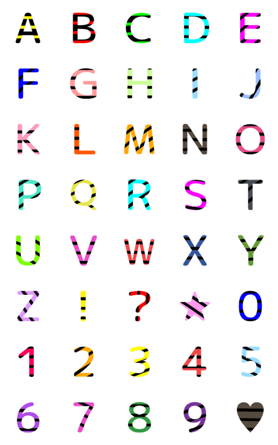 [LINE絵文字]アルファベット★数字★A-Z.0-9★#024の画像一覧