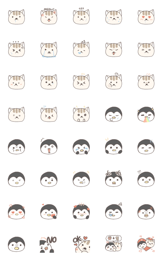 [LINE絵文字]Penguin and cat are a great combinationの画像一覧