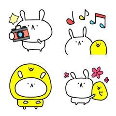 [LINE絵文字] ぷにぷにうさぎ⑦ なかよし♪とりさんの画像