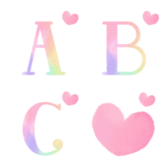 [LINE絵文字] pastel rainbow and heart emojiの画像