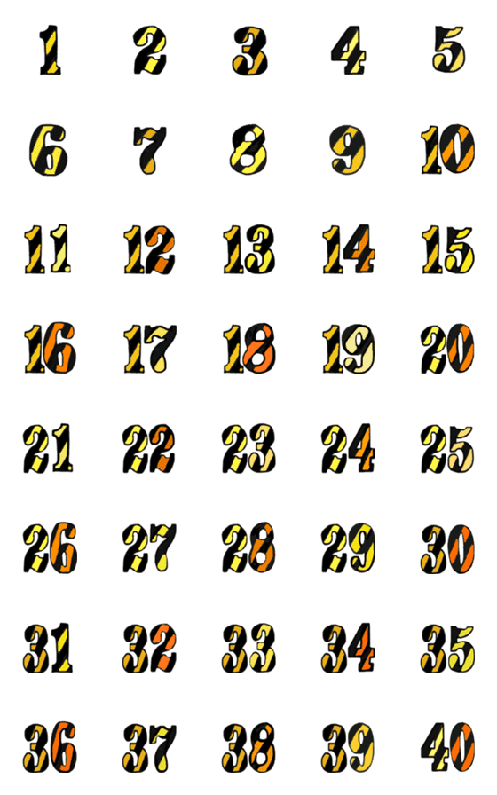 [LINE絵文字]stripe number 1-40の画像一覧