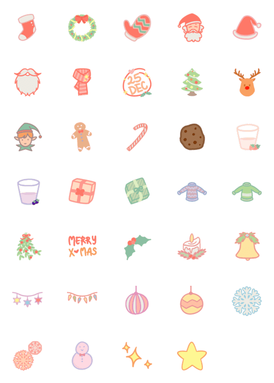 [LINE絵文字]soft simple christmasの画像一覧