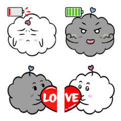 [LINE絵文字] Cloud White ＆ Black Emoji 1の画像