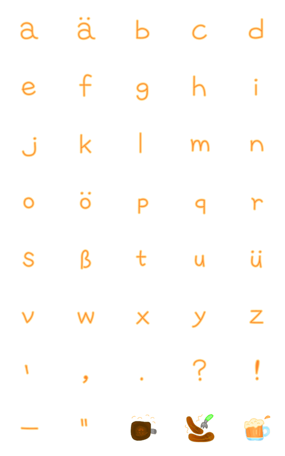 [LINE絵文字]German alphabet Emonji(lower case)の画像一覧