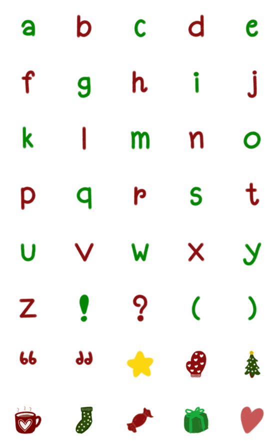 [LINE絵文字]Green and Red English Alphabets a-zの画像一覧