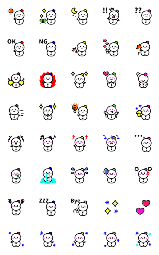 [LINE絵文字]毎日使える♥ゆきだるまの画像一覧