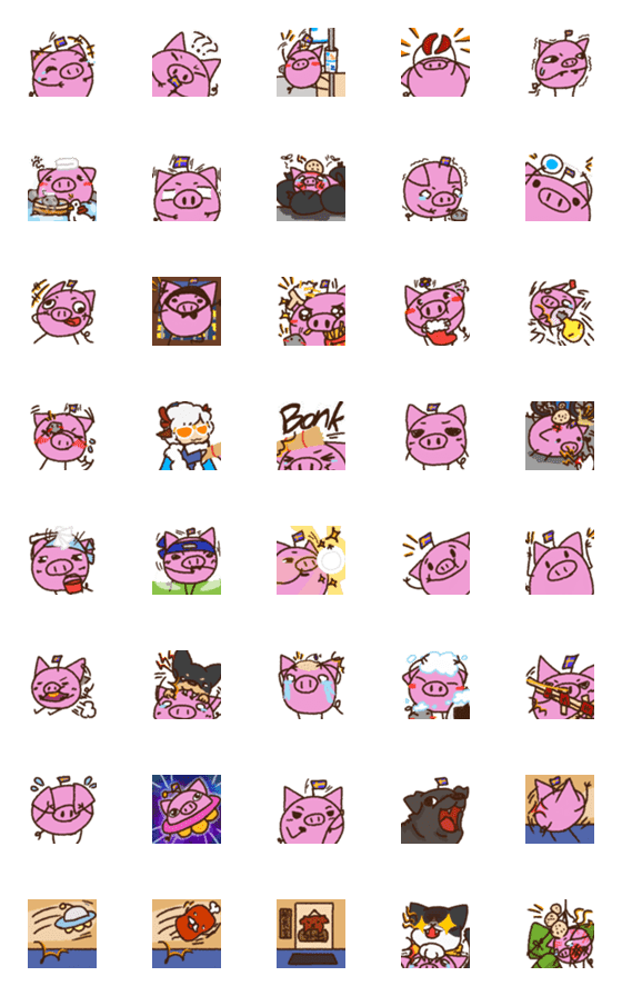 [LINE絵文字]Pig Teco Jump Jump2の画像一覧