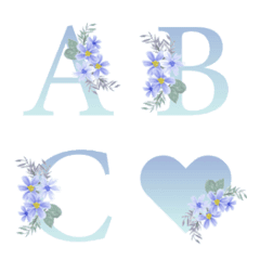 [LINE絵文字] blue gradation and flower emojiの画像