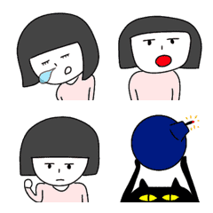 [LINE絵文字] 動く！オカッパヘアガールエモジの画像