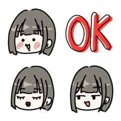 [LINE絵文字] かわいいボブの女の子の画像