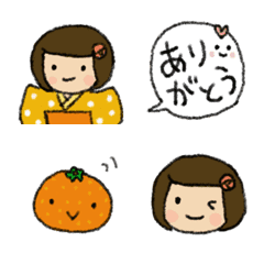 [LINE絵文字] みかんと着物のこの画像