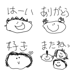 [LINE絵文字] モノクロでかわいい落書きの画像