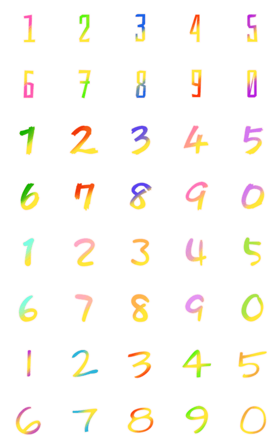 [LINE絵文字]Number colourful two tone white emojiの画像一覧