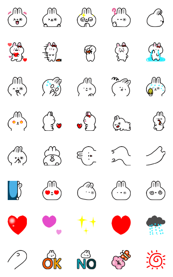 [LINE絵文字]Rice Grey Rabbit Dynamic Emoticonの画像一覧