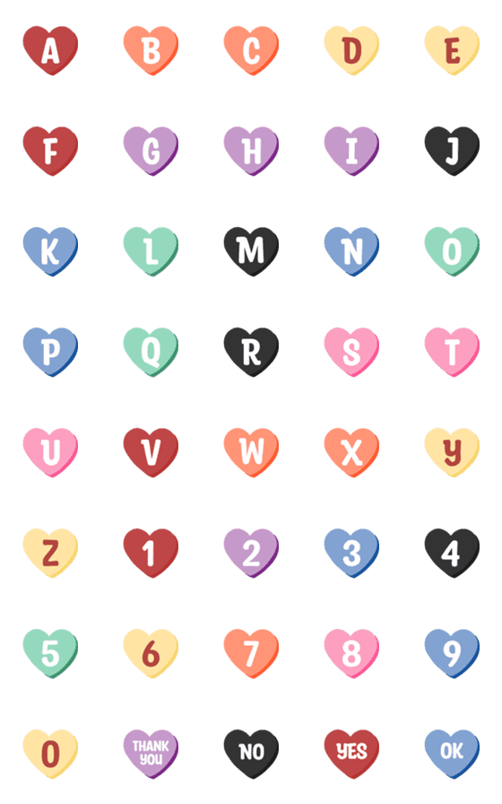 [LINE絵文字]Emoji ABC heart shape Narakの画像一覧